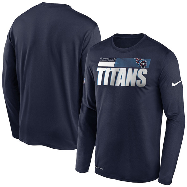 Men's Tennessee Titans 2020 Navy Sideline Impact Legend Performance Long Sleeve NFL T-Shirt